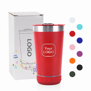 Custom logo New Wireless Speaker Double wall Thermal cup Vacuum insulation Tumbler Stainless Steel Beer Cup with opener