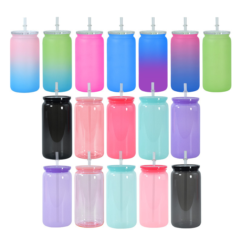 Hot sale 16oz blank soda shaped Cups Beer plastic can with colorful lid and clear straw single wall for coffee milk