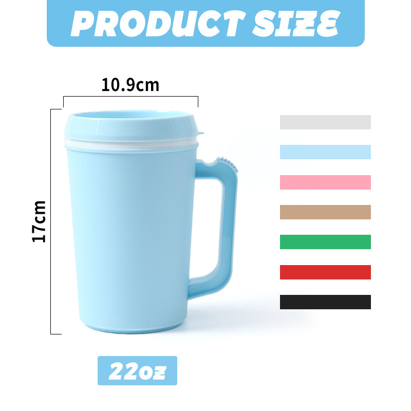 New fashion plastic custom coffee mug 22oz 34oz Plastic tumbler with handle Solid Color Double Wall  DIY Plastic Mug with Handle