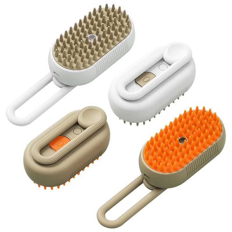 Dog Cat Electric USB Water Spray Steam Portable Hair Removal Cleaning Massage Brush with Handle