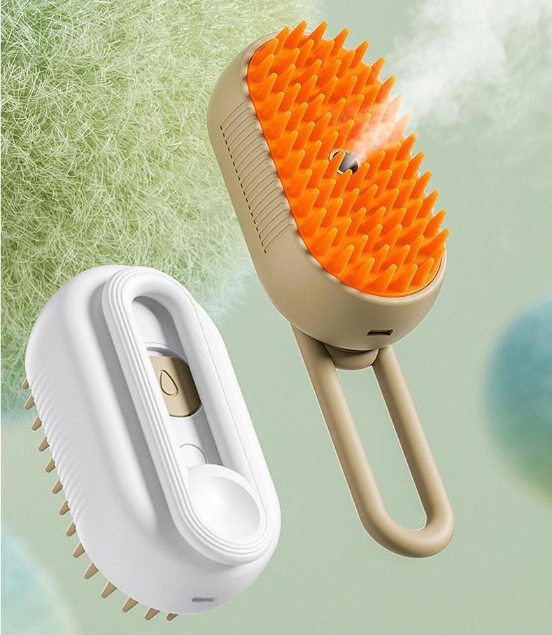 Dog Cat Electric USB Water Spray Steam Portable Hair Removal Cleaning Massage Brush with Handle