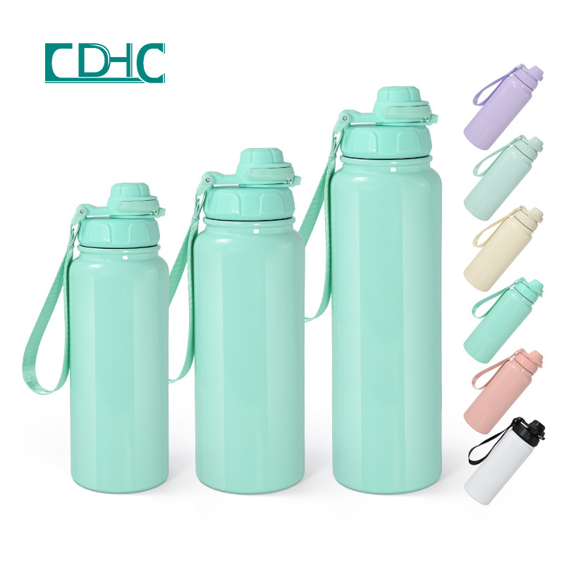 New design 16oz 25oz 32oz sublimation colorful sport water bottle outdoor double wall stainless steel vacuum flask