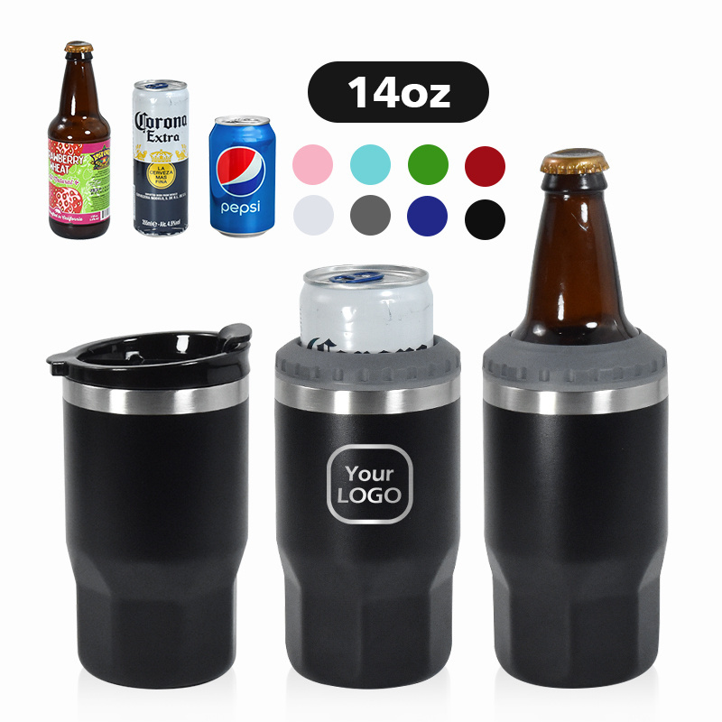 Custom design 14oz cooler can Stainless Steel Tumbler With Lid Double Wall Vacuum Insulated Octagon Mug Milk Tea Coffee Travel C