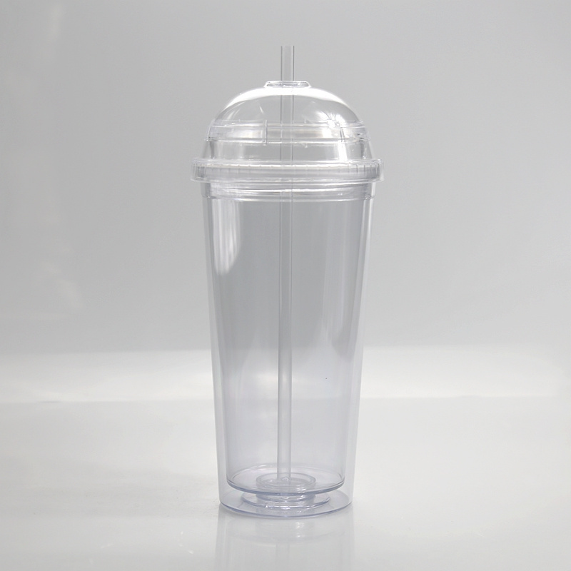 Wholesale 20oz Clear Acrylic Tumbler Double Wall Plastic Cup With Dome Lid High Quality Transparent Acrylic Tumbler with Straw