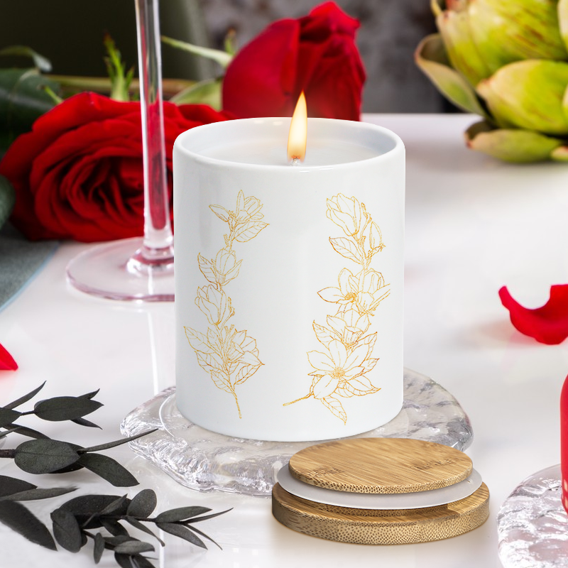 Usa Warehouse free shipping in stock China warehouse stocked 10oz sublimation blank ceramic candle jar with bamboo lid