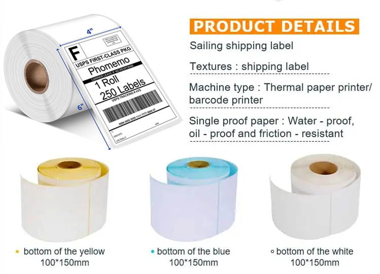 Waterproof Self Adhesive A6 Waybill Sticker Blank Paper Express Delivery Printing Thermal Label