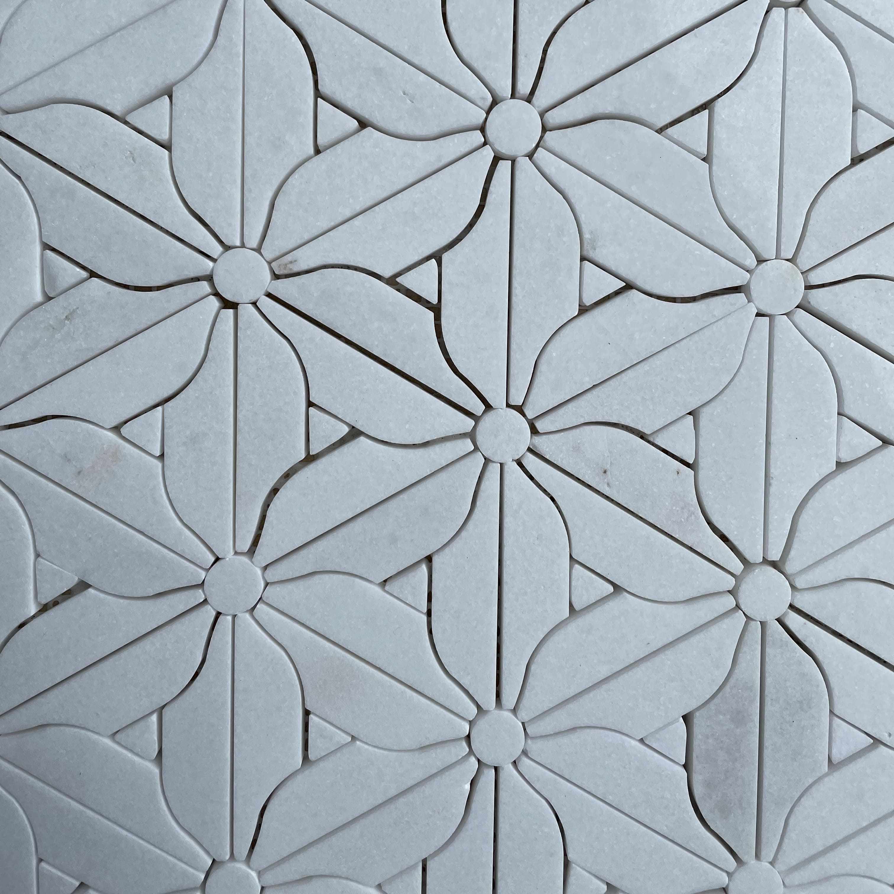 waterjet mosaic tiles marble flower mosaic wall floor decoration backsplash