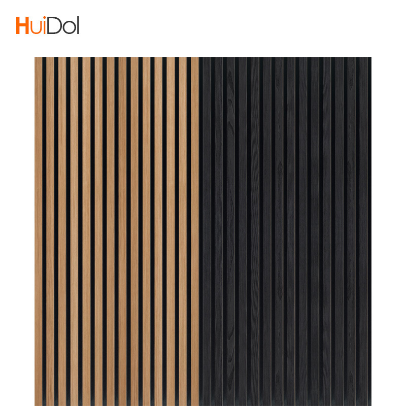 Sound Absorption Wood Veneer 3d Pet Mdf Composite Akupanel Wall Slatted Soundproof Board Wooden Acoustic Panels