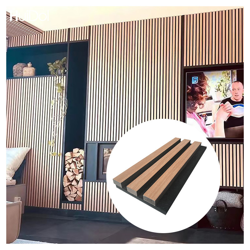 High Quality Acoustic Ceiling Outdoor Wallboard 3D Natural Wood Slat Cladding Sound Absorbing Wall Panels