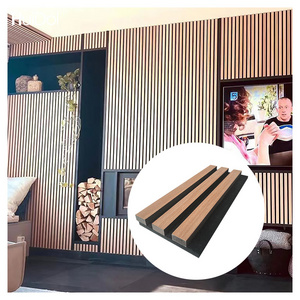 High Quality Acoustic Ceiling Outdoor Wallboard 3D Natural Wood Slat Cladding Sound Absorbing Wall Panels