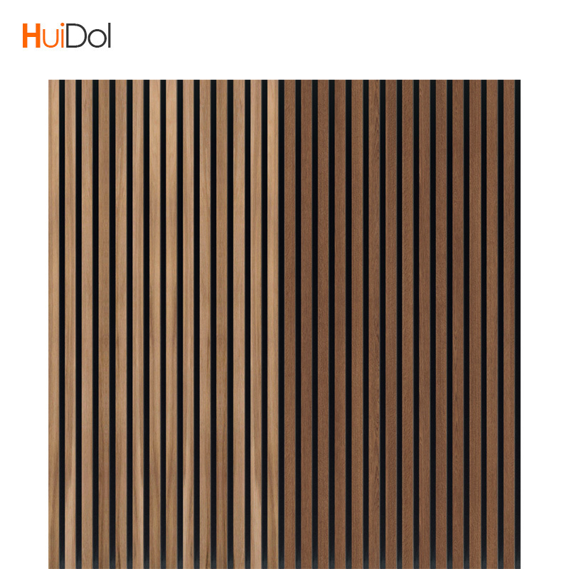 Apartment Interor Wall And Ceiling Soundproof Pet And Wood Veneer Mdf Wood Slatted Wall Acoustic Panel