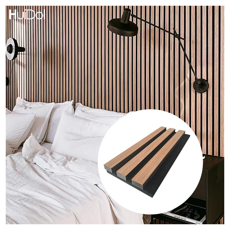 Classroom Hotel Acoustic Panel Headboard 3d Wood Groove Polyester Fiber MDF Slat Acoustic Wall Panels