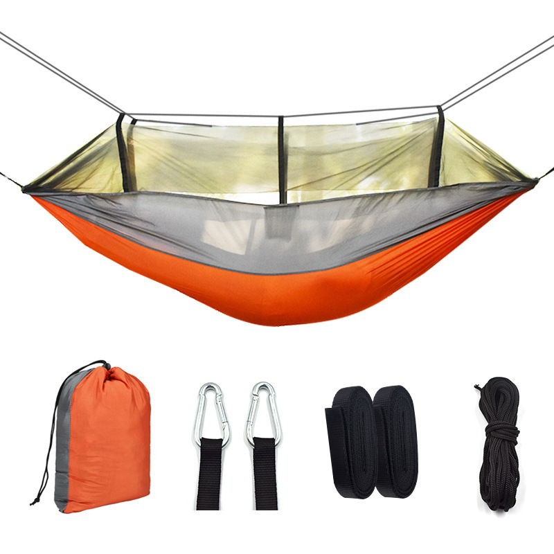 Huihong ODM double hammock amacas 140*260cm portable camping hammock with mosquito net hamak hamacas