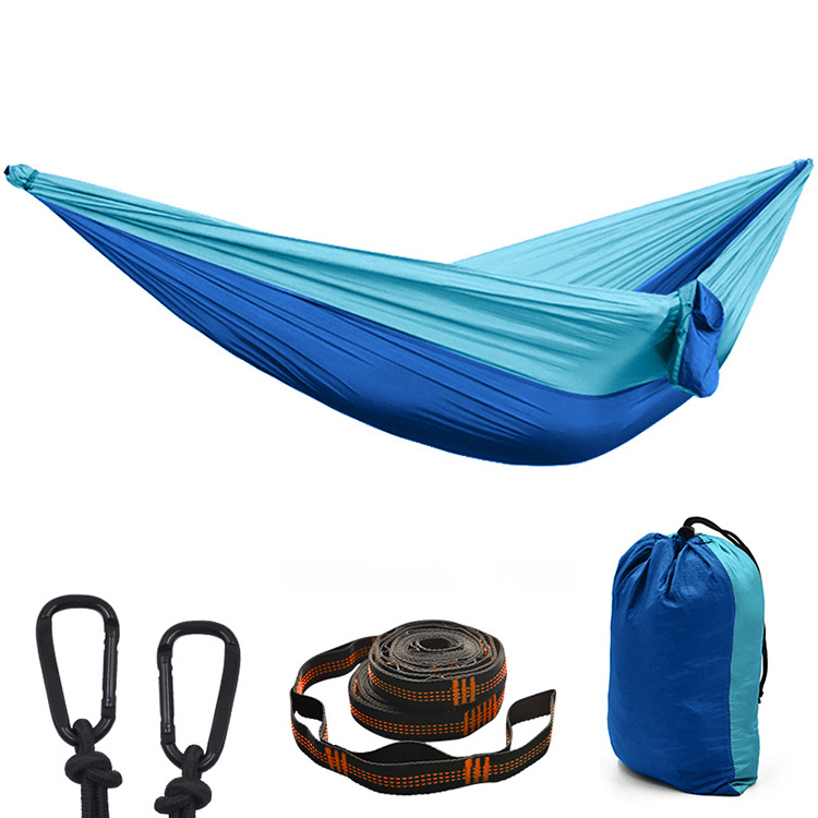 Huihong OEM hamacas 300*200cm parachute fabric double hammocks nylon outdoor folding hammock hamac for hiking camping