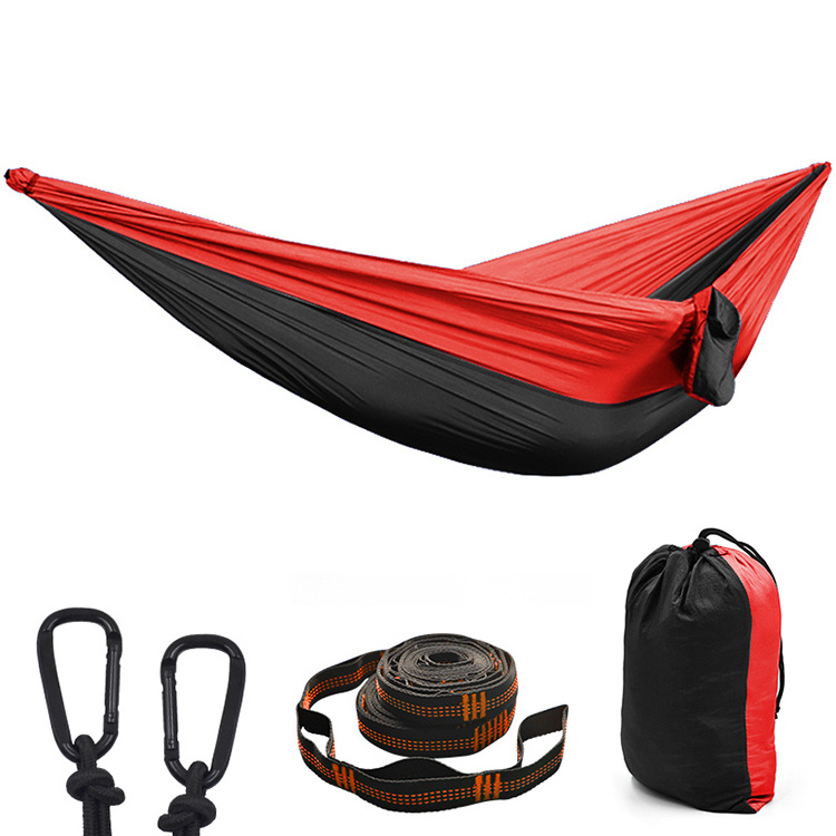 Huihong OEM hamacas 300*200cm parachute fabric double hammocks nylon outdoor folding hammock hamac for hiking camping