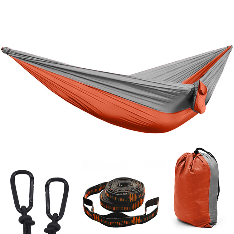 Huihong OEM hamacas 300*200cm parachute fabric double hammocks nylon outdoor folding hammock hamac for hiking camping