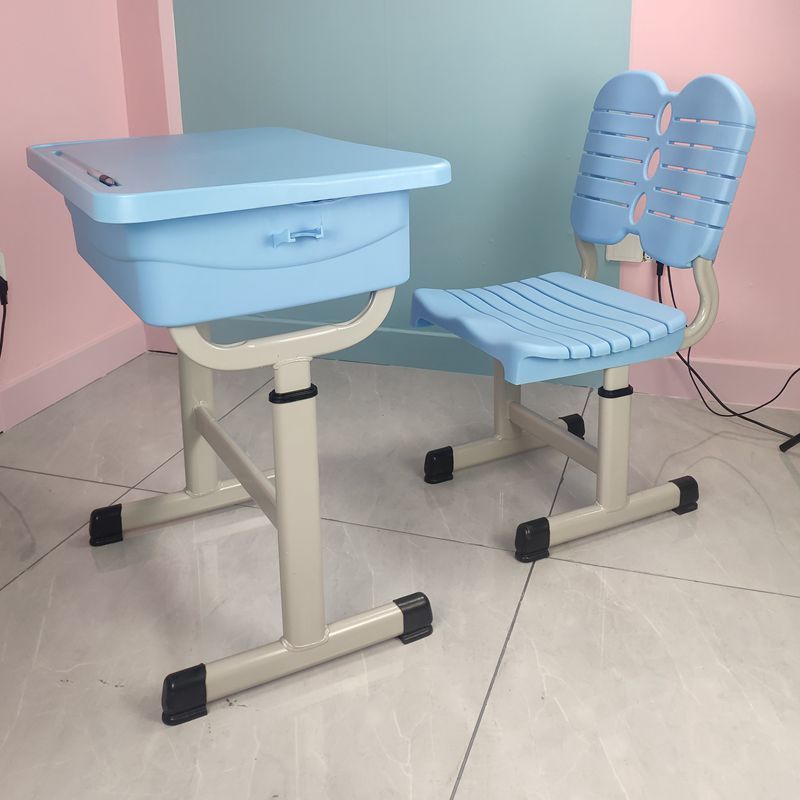 Wholesale School Furniture Elementary Secondary School Student Steel and Plastic Writing Desk and Chair