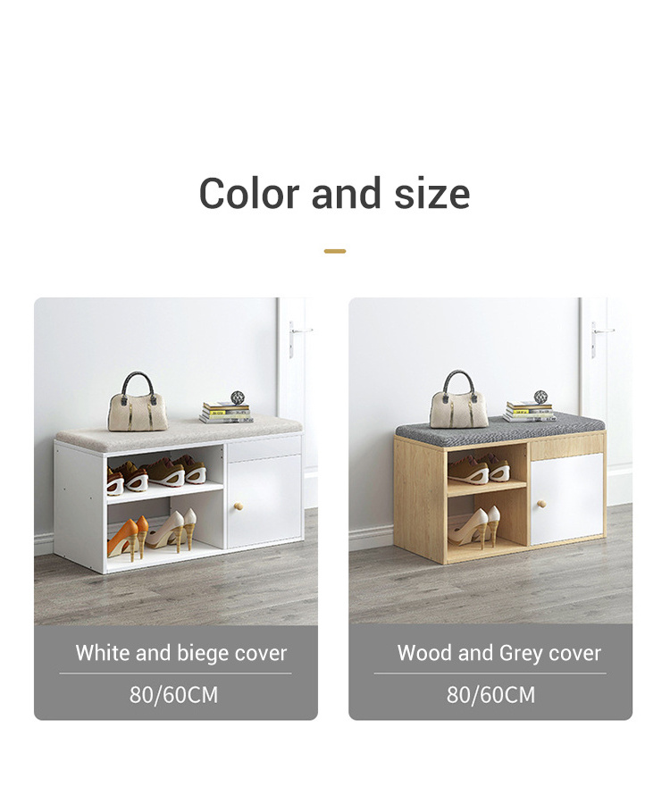 Modern Wooden Shoe Storage Cabinet Wood 2 Tiers Designs Shoes Rack Bench Organizer With Door