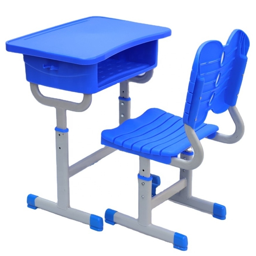 Wholesale School Furniture Elementary Secondary School Student Steel and Plastic Writing Desk and Chair