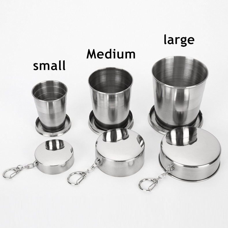 Custom logo outdoors 70ml 150ml 250ml Stainless steel foldable collapsible cup