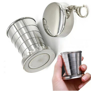 Custom logo outdoors 70ml 150ml 250ml Stainless steel foldable collapsible cup