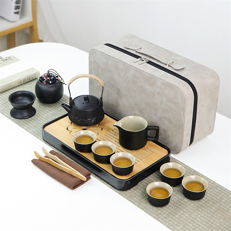 11 in 1 Chinese Kung Fu Travel Tea Set A pot With Two Cups Hot Sells Customized Tea Cups Ceramic Portable Tea