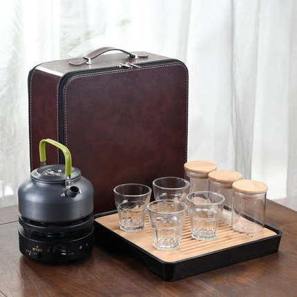 Wholesale Portable Outdoor Coffee Tea Brewing Set Travel Tea Set With Water Boiler