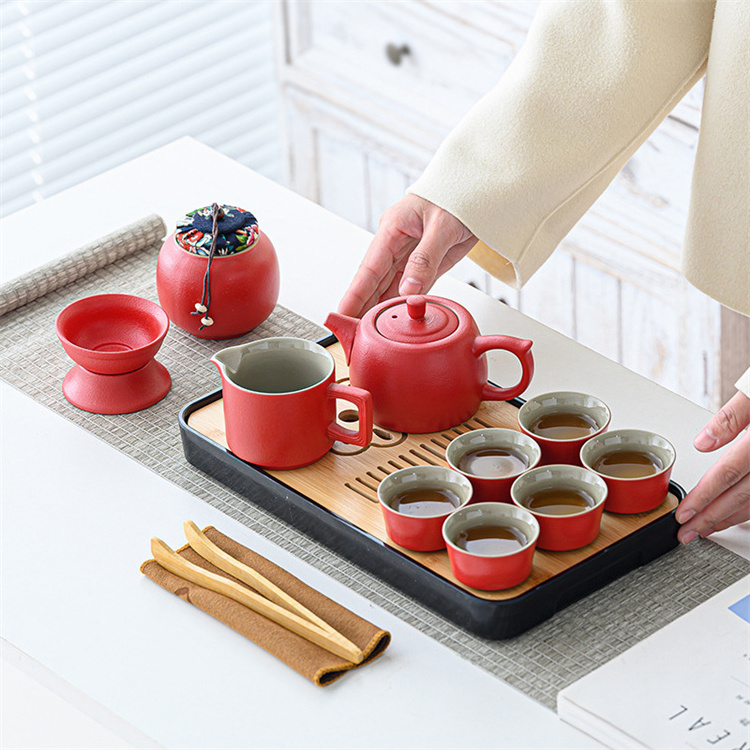 11 in 1 Chinese Kung Fu Travel Tea Set A pot With Two Cups Hot Sells Customized Tea Cups Ceramic Portable Tea