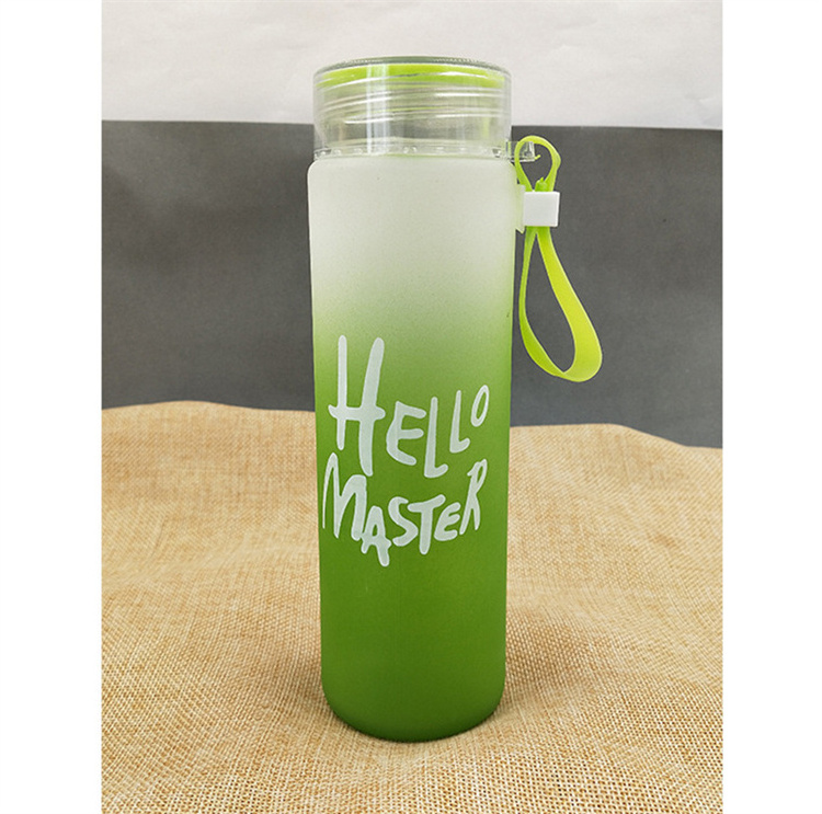 Custom Logo 17oz Sublimation Color Glass Tea Cup Frosted Gradient Drinking Water  Glass Tumbler Mug glass bottle