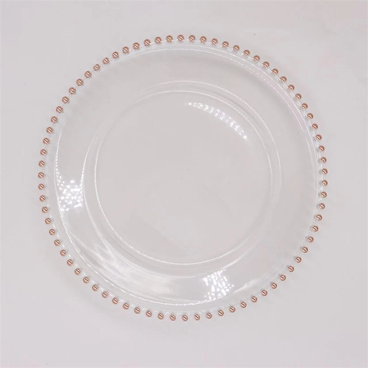 13 Inch Clear Black Silver Gold Rim Beaded Plates Party Wedding Decoration Plastic Charger Plates