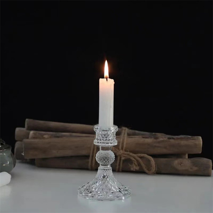 European Luxury Dinner Wedding Decorations Crystal Table Candlestick Glass Candle Holder