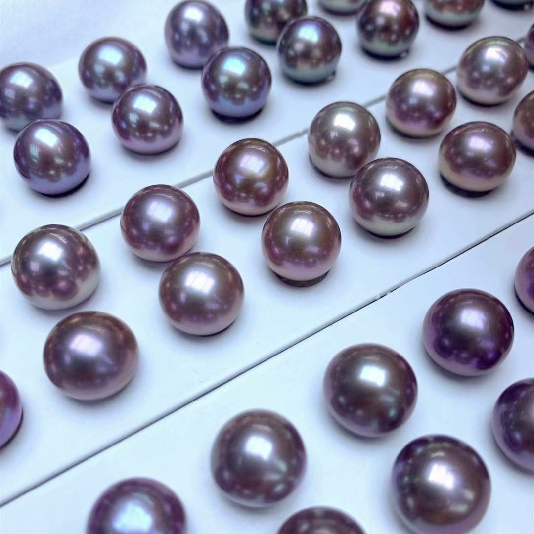 DIY jewelry high quality 9-15mm large purple edison loose pearls full round edison freshwater pearls