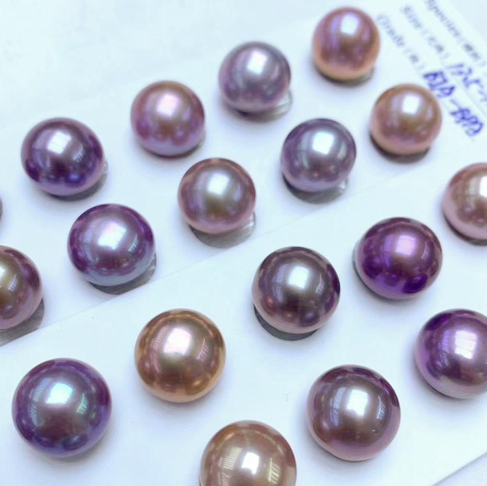 DIY jewelry high quality 9-15mm large purple edison loose pearls full round edison freshwater pearls