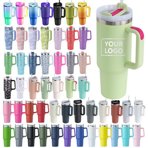 Custom Logo 40oz Double Wall Stainless Steel 30oz Quencher H2.0 Tumbler Travel Coffee Mug Thermos Cup With Handle And Straw