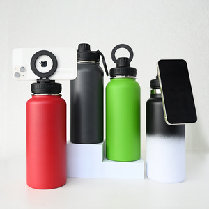 Custom tumbler 32 oz 32oz powder coated double wall Vacuum Insulated Stainless Steel magsafe water bottle with phone holder