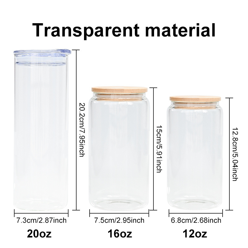 Wholesale high quality 16oz clear double wall blank sublimation glass tumbler