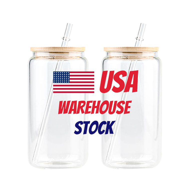 Wholesale high quality 16oz clear double wall blank sublimation glass tumbler