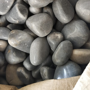 Made Glow Stone pebbles Sale Bag Customized decorative natural dark grey tumbled machine polish pebbles stones paving pebbles