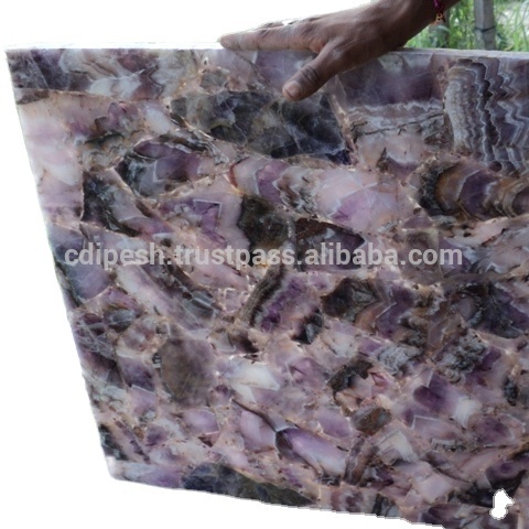 Gemstone luxury raw material amethyst crystals tiles slabs for table and floor tiles