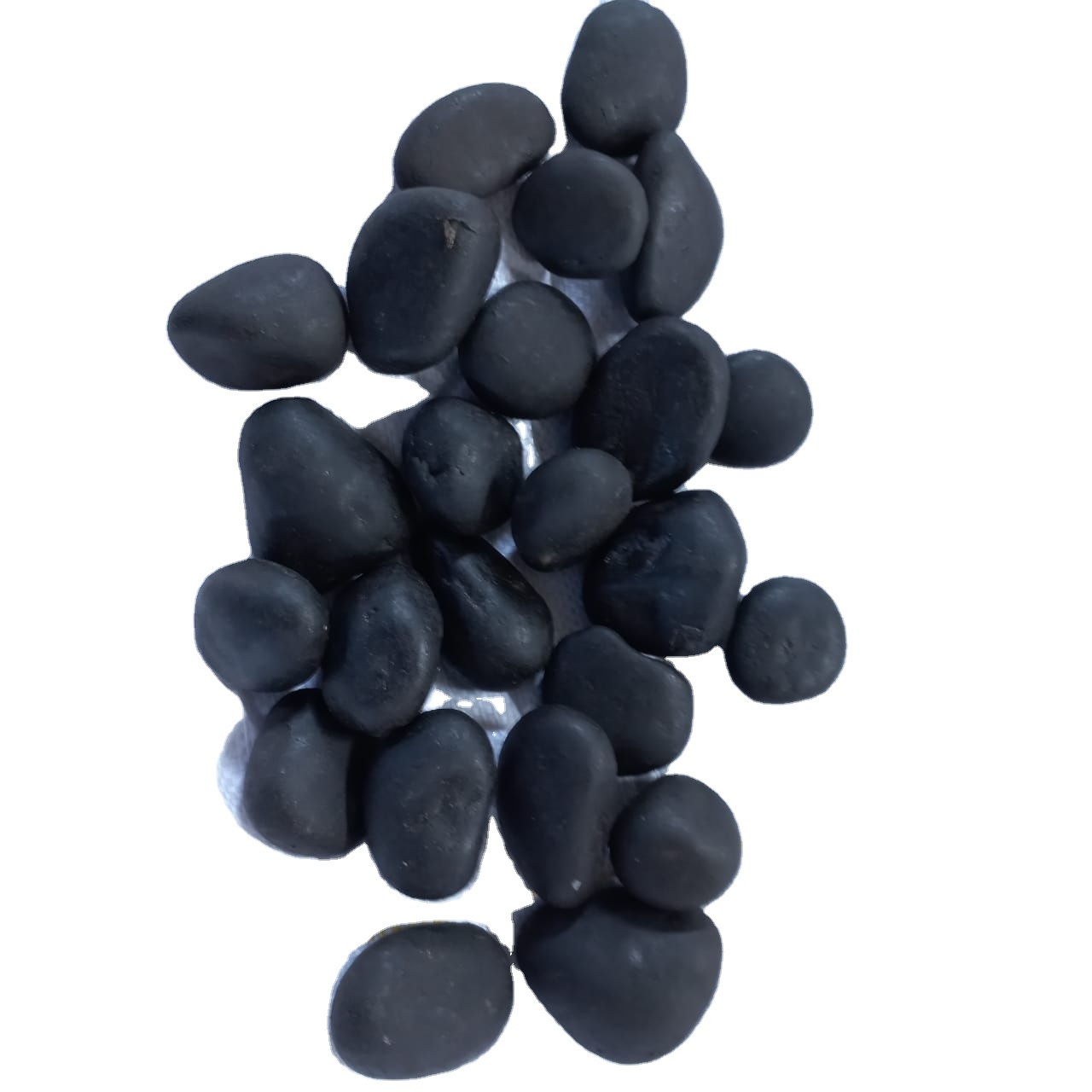 Black mate finished polished stone jet black rocks paver landscaping gravels and pebbles round stone for