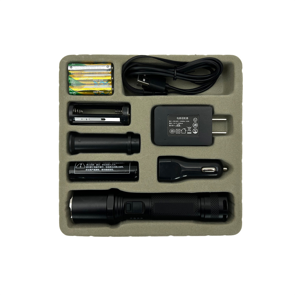 one-step strobe tactical flashlight torch flash light rechargeable powerful emergency self-defense flashlight