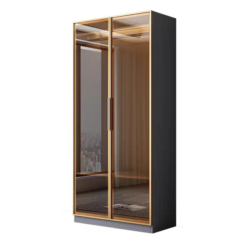 Hot sale tempered glass closet simple sliding 3 doors overall wardrobe closet