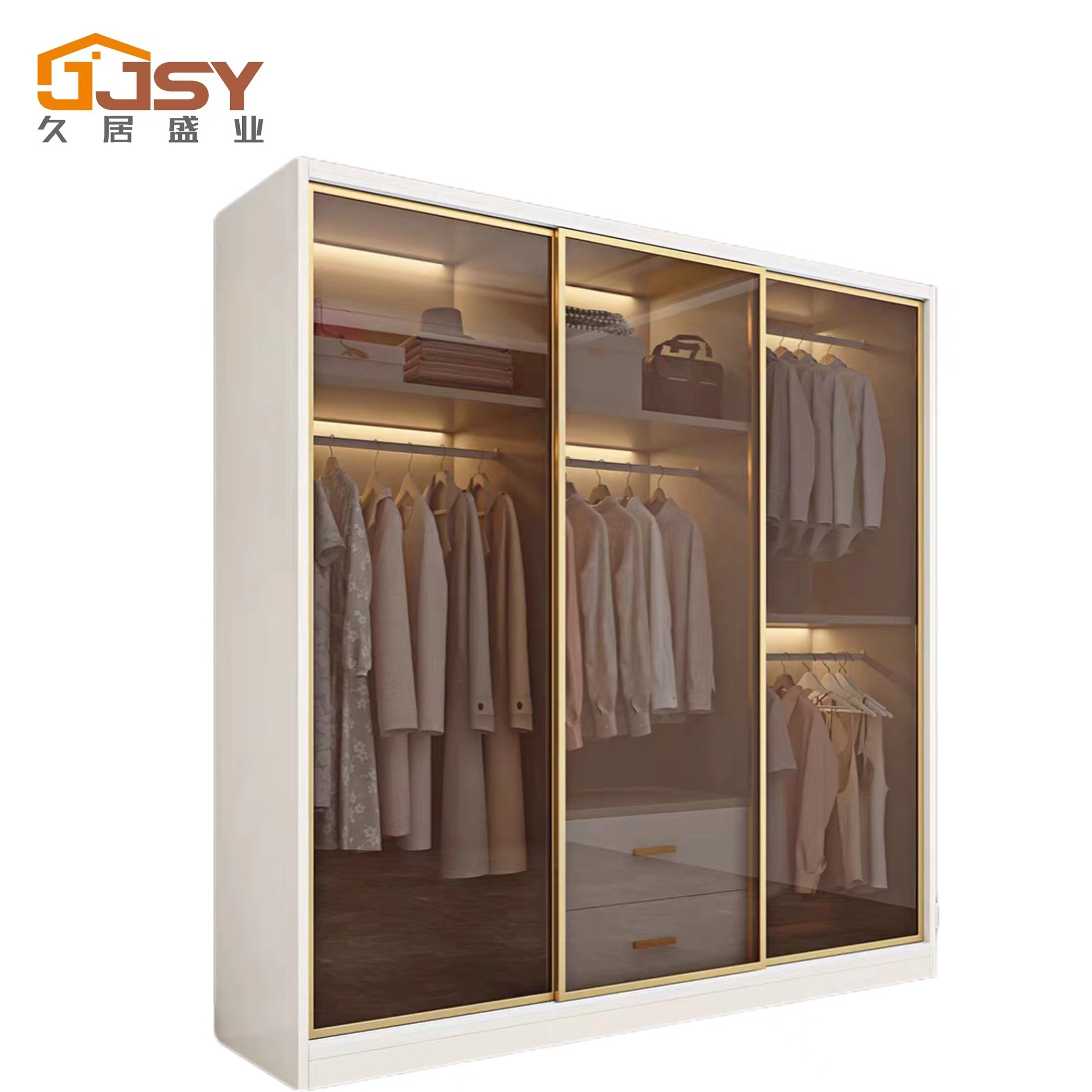 Overall wardrobe sliding door High-grade wardrobe cabinet toughened glass sliding door custom locker sliding door