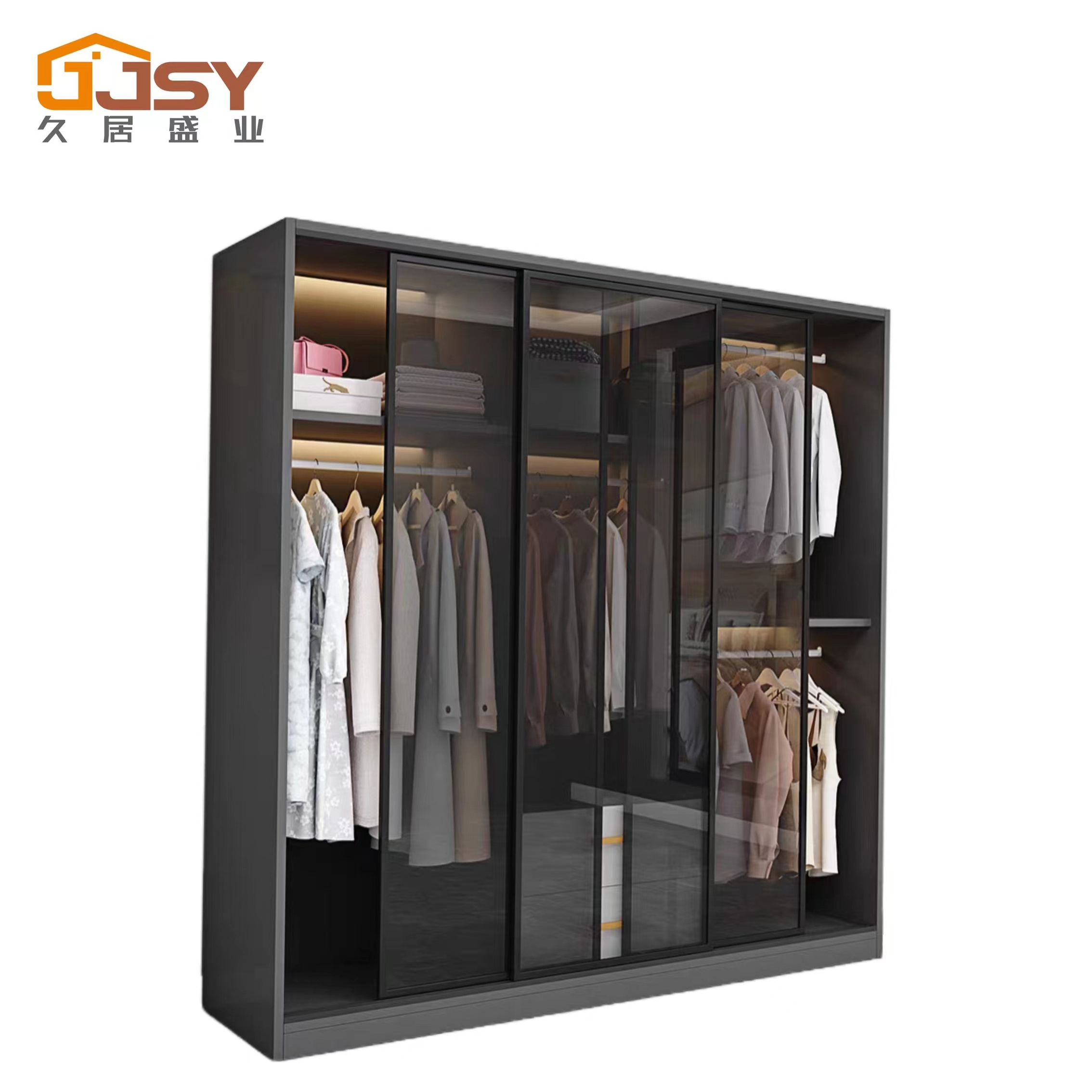 Overall wardrobe sliding door High-grade wardrobe cabinet toughened glass sliding door custom locker sliding door