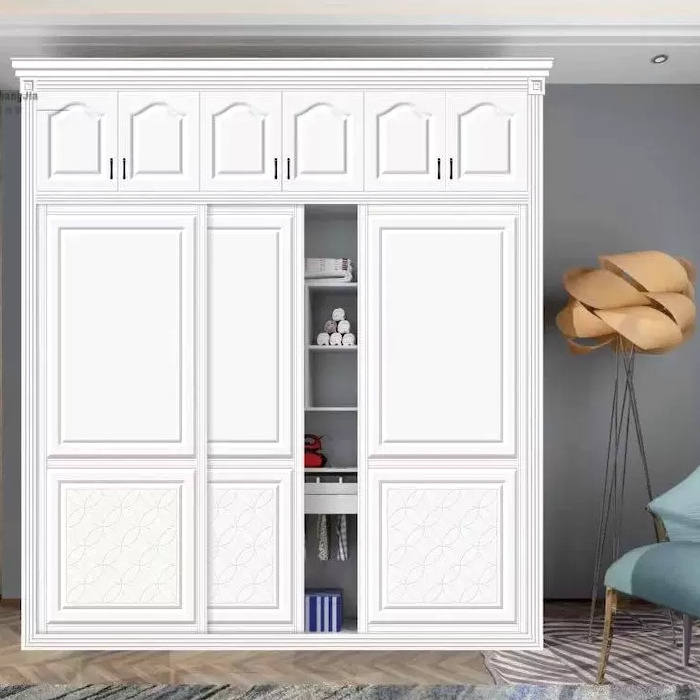 Minimalist Design Solid Wood Sliding Door Combination Bedroom Storage Cabinet Wardrobe Closet