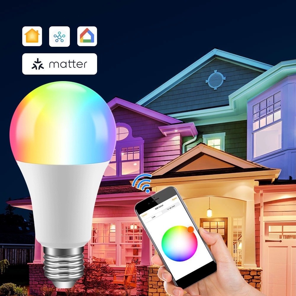 Matter on WiFi 7w Smart Light Bulb E27 Dimmable Smart Things Siri Alexa Google Homepage 220V