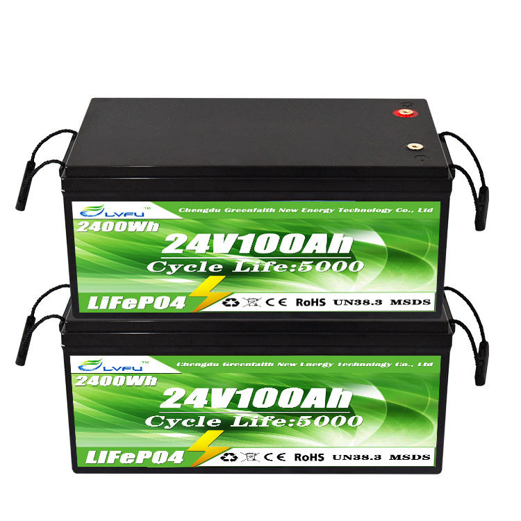 24v Lithium Battery Pack Deep Cycle 24v 100ah 200ah Lithium Iron Phosphate Battery Pack with BMS