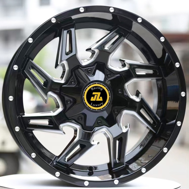 Jiangzao Casting Wheel 6x135 6X139.7 Off-road Wheels Rims 4x4 Alloy Factory 17 18 19 20 21 22 23 24 Inch Black Chrome 6 Hole LC1