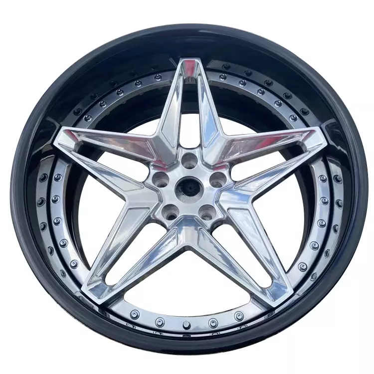 Jiangzao passenger car wheels Custom 2 piece  forged alloy five spoke deep dish wheels 17 18 19 20 21 22 inch PCD 5x112 5x120