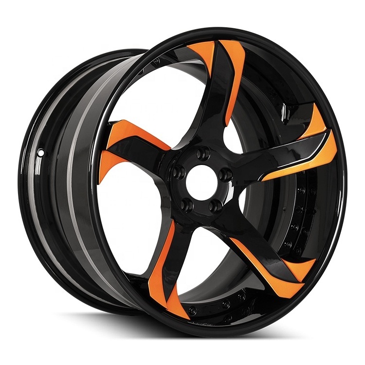 Jiangzao Custom Any Sizes Black Alloy Wheel Rims 2-Pieces 17 18 19 20 21 22 inch Orange Black Silver Forging Concave Wheel